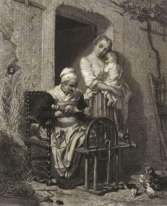 Framed Print : Woman with a spinning wheel, 1852