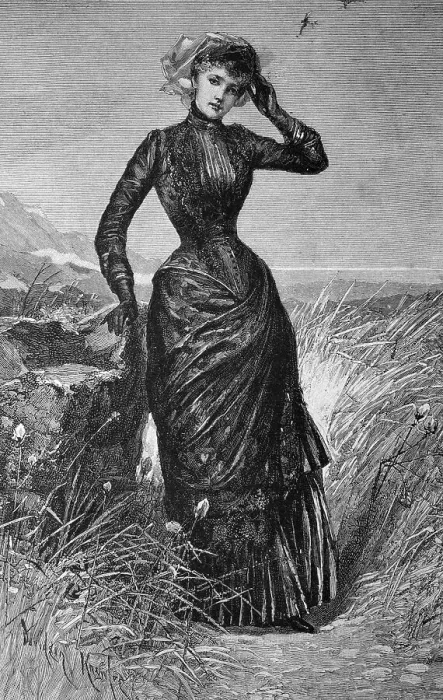 Framed Print : Woman waiting, historical illustration, circa 1886