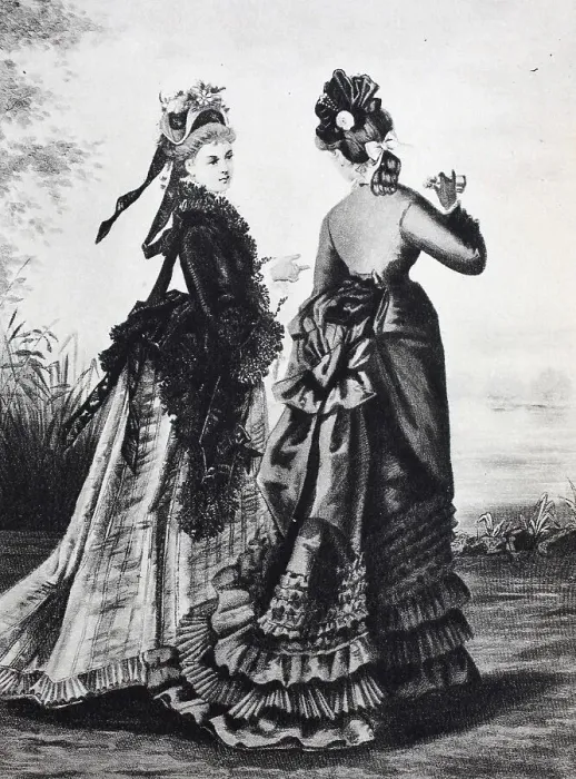 Framed Print : Woman wearing a Cul de Paris or bustle