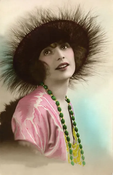 Framed Print : Woman wearing a hat, fashion, around 1920