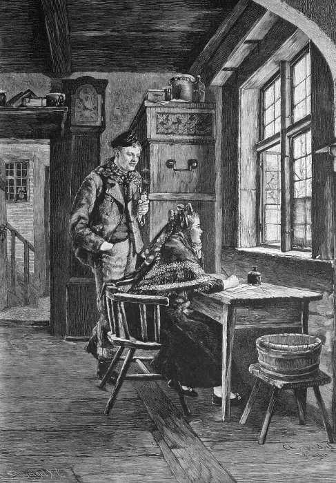 Framed Print : Woman writing a letter, historical illlustration Framed Print : Woman writing a letter, historical illlustration