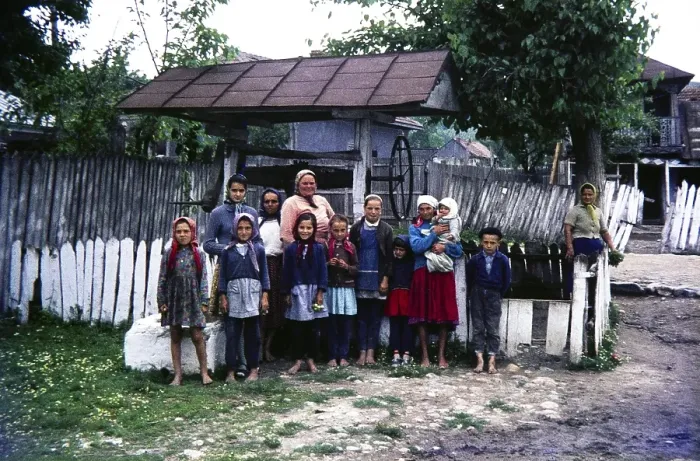 Framed Print : Women and children in a rural village, Romania, Eastern Europe 1967, Europe