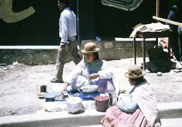 Framed Print : Women cooking on the street in the city of La Paz, Bolivia, South America, 1962, South America