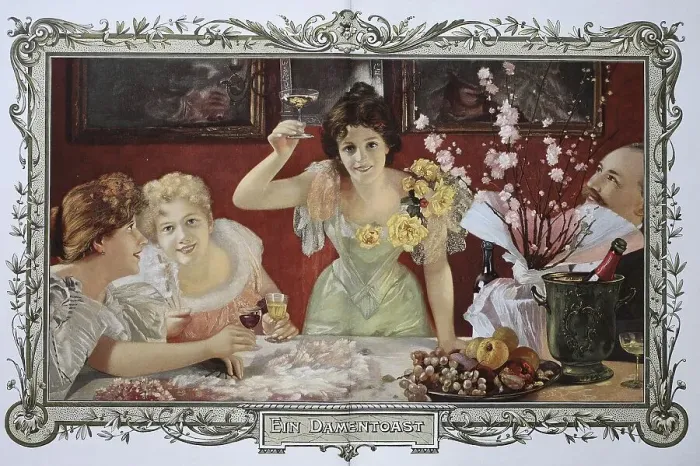 Framed Print : Women drinking cocktails together at a party