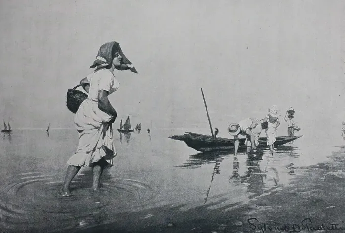 Framed Print : Women Fishing in Venice, Italy Framed Print : Women Fishing in Venice, Italy