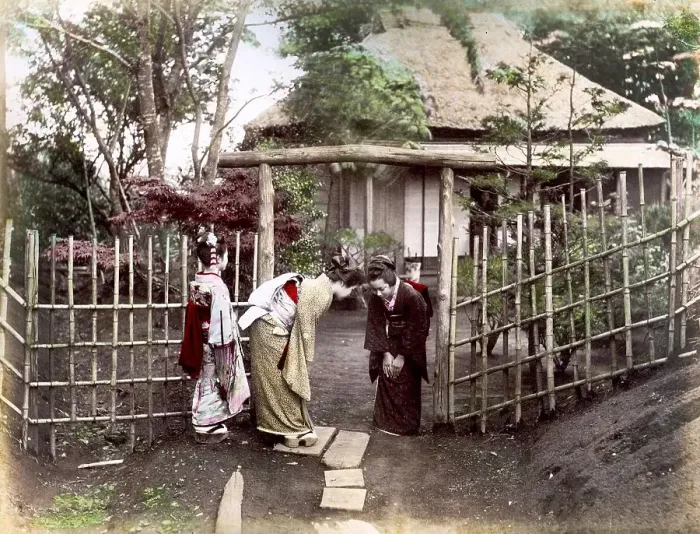 Framed Print : Women greeting each other, Japan, Asia