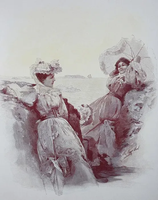 Framed Print : Two Women Holidaying by the Sea in Summer Framed Print : Two Women Holidaying by the Sea in Summer