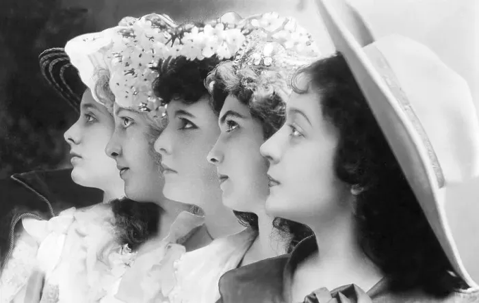 Framed Print : Five women, portrait from the side