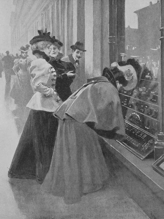 Framed Print : Women are standing in front of the window of a jeweler and are looking for Christmas wishes Framed Print : Women are standing in front of the window of a jeweler and are looking for Christmas wishes