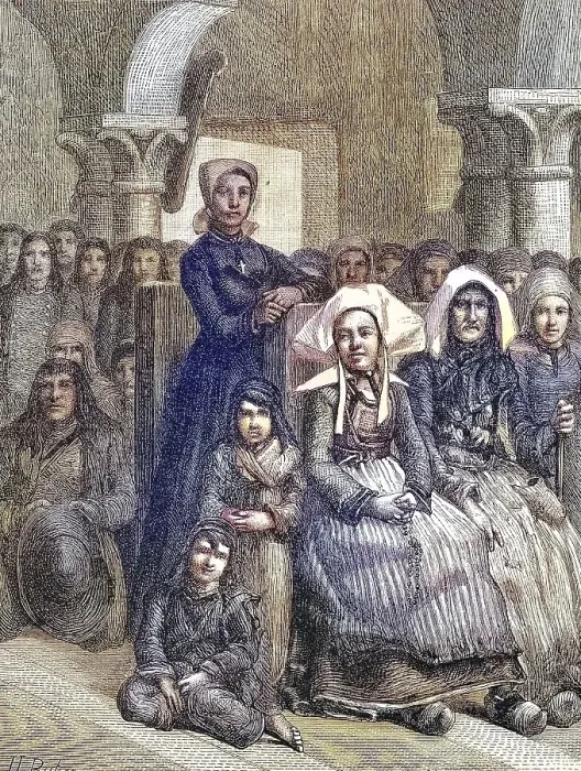 Framed Print : Women in typical traditional costume in church at a service