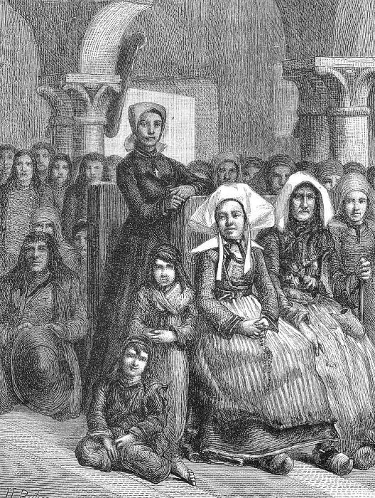 Framed Print : Women in typical traditional costume in church at a service