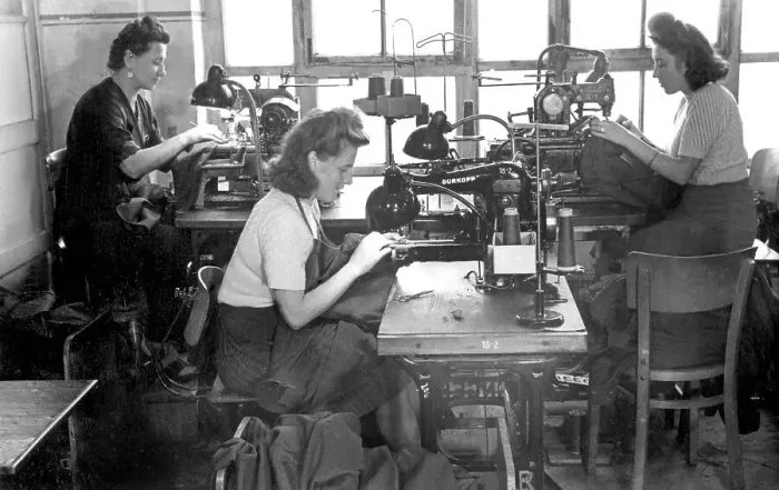 Framed Print : Women working on sewing machines Framed Print : Women working on sewing machines