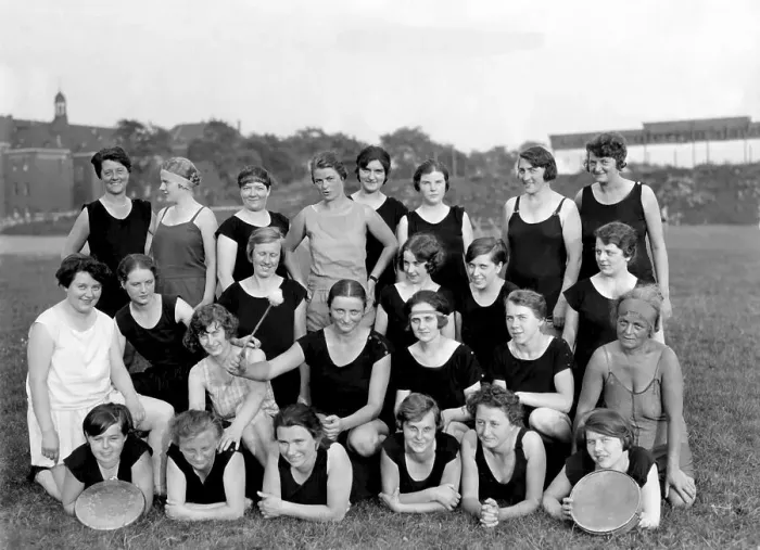 Framed Print : Women's group, gymnastics with drums Framed Print : Women's group, gymnastics with drums
