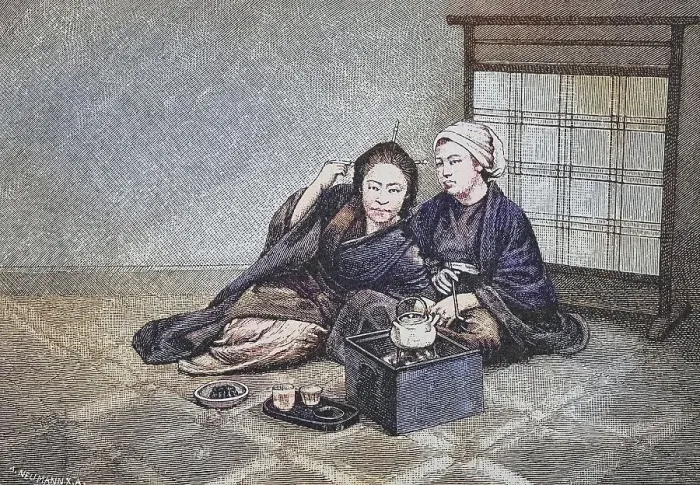 Framed Print : Women's life in Japan, Tea drinking Framed Print : Women's life in Japan, Tea drinking