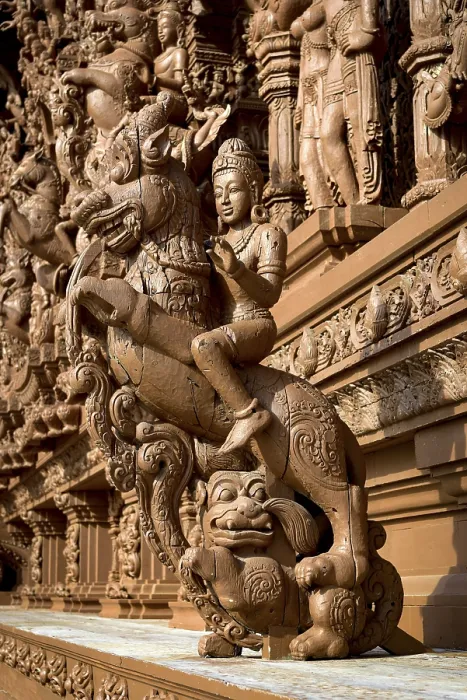 Framed Print : Woodcarvings at the Temple, Sanctuary of Truth Temple