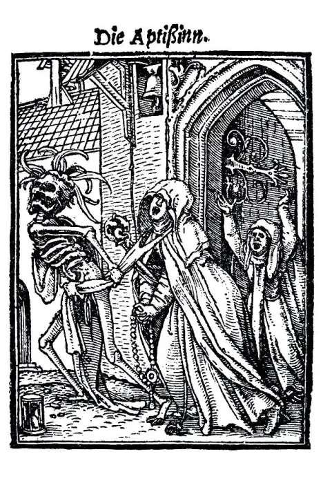 Framed Print : Woodcut, The Abbess, Hans Holbein the Younger