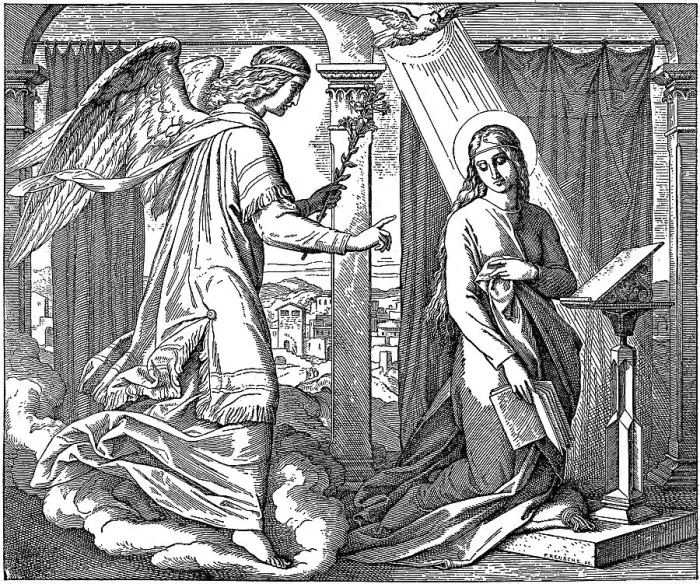 Framed Print : Woodcut, Annunciation, Gospel of Luke