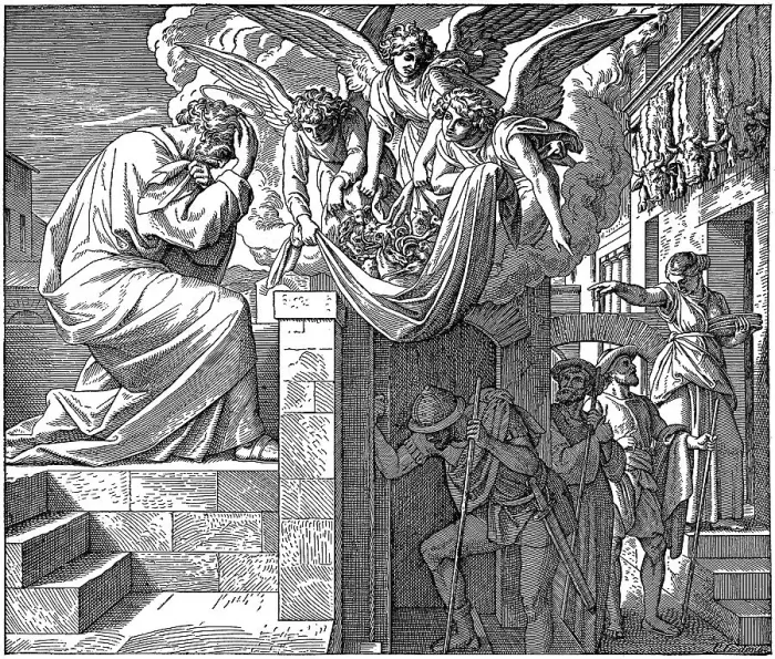 Framed Print : Woodcut, the baptism of the heathen Cornelius