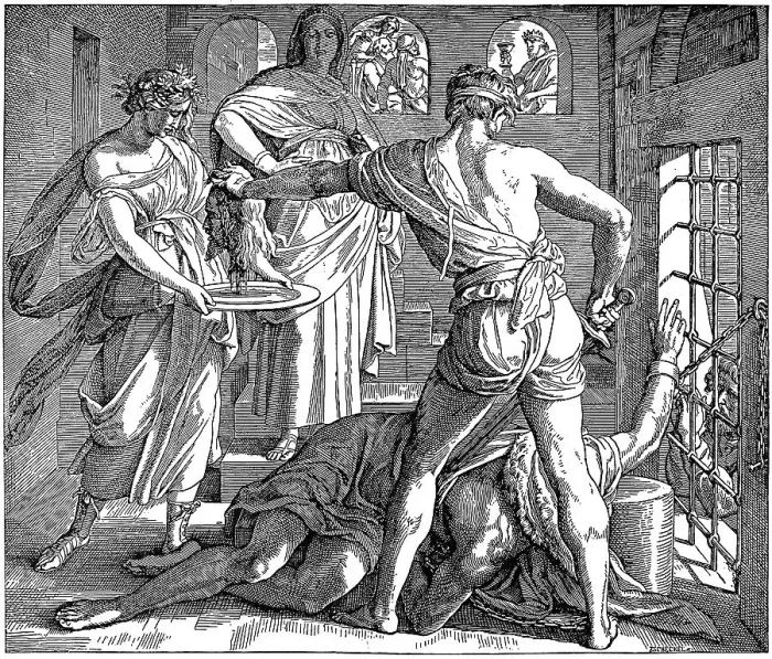 Framed Print : Woodcut, the beheading of John the Baptist