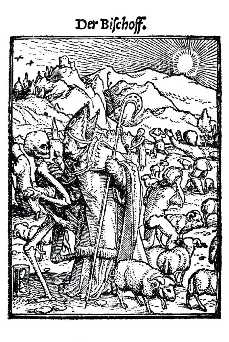 Framed Print : Woodcut, The Bishop, Hans Holbein the Younger