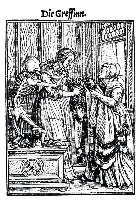 Framed Print : Woodcut, The Countess, Hans Holbein the Younger Framed Print : Woodcut, The Countess, Hans Holbein the Younger