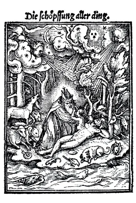 Framed Print : Woodcut, Creation of all Things