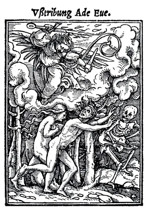 Framed Print : Woodcut, The Expulsion, Hans Holbein the Younger