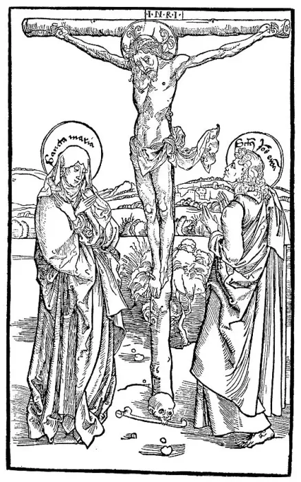 Framed Print : Woodcut and head of Christ from the Opus speciale missarum