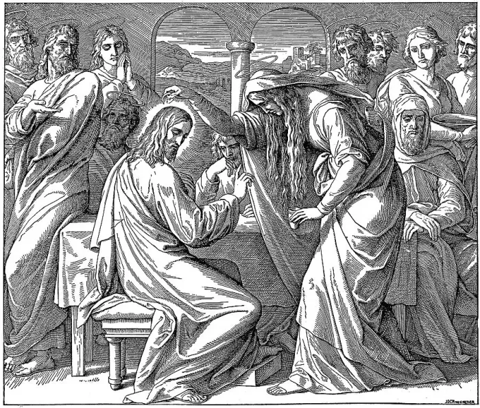 Framed Print : Woodcut, Jesus in Bethany, Gospel of Matthew