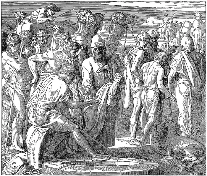 Framed Print : Woodcut, Joseph is sold by his brothers