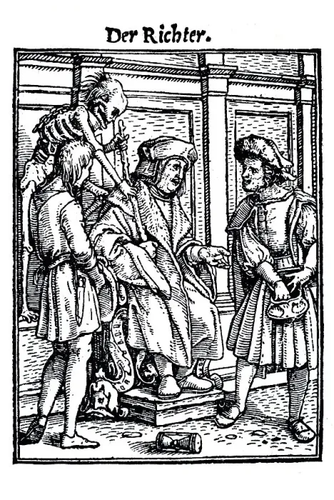 Framed Print : Woodcut, The Judge, Hans Holbein the Younger Framed Print : Woodcut, The Judge, Hans Holbein the Younger