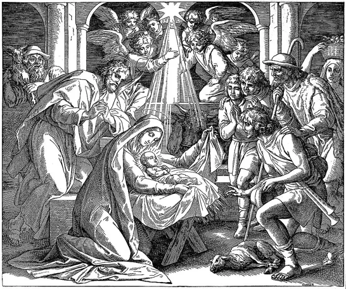 Framed Print : Woodcut, Nativity of Christ, Gospel of Luke