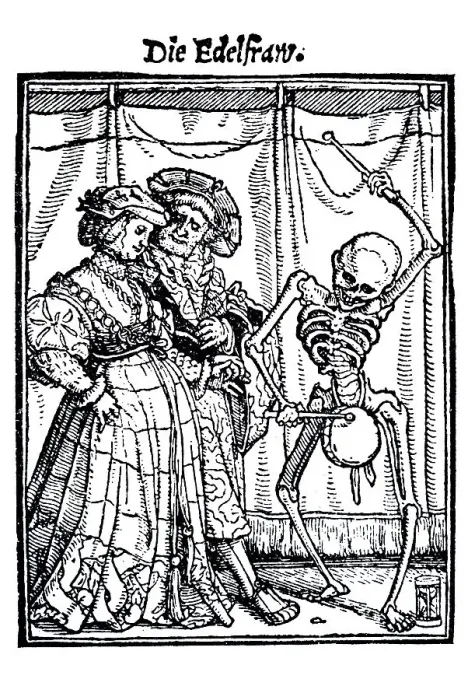 Framed Print : Woodcut, The Noblewoman, Hans Holbein the Younger