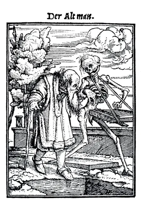 Framed Print : Woodcut, The Old Man, Hans Holbein the Younger Framed Print : Woodcut, The Old Man, Hans Holbein the Younger