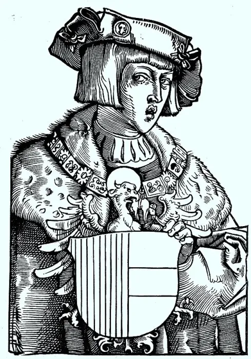 Framed Print : A woodcut portrait of Charles V by Albrecht Duerer from 1521