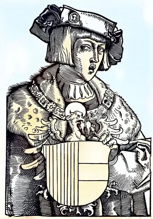 Framed Print : A woodcut portrait of Charles V by Albrecht Duerer from 1521