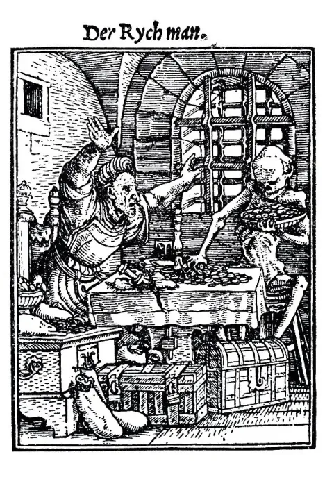 Framed Print : Woodcut, The Rich Man, Hans Holbein the Younger