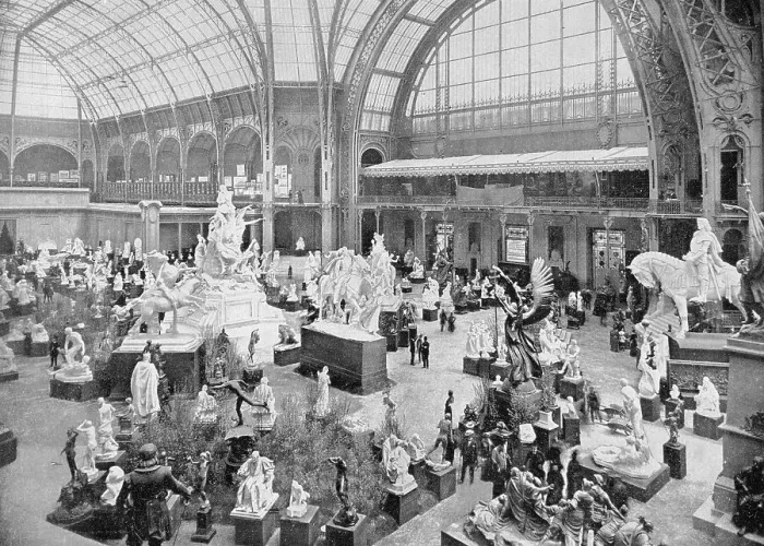 Framed Print : Woodcut Sculptures Hall in the Great Palace at the Paris World Exhibition