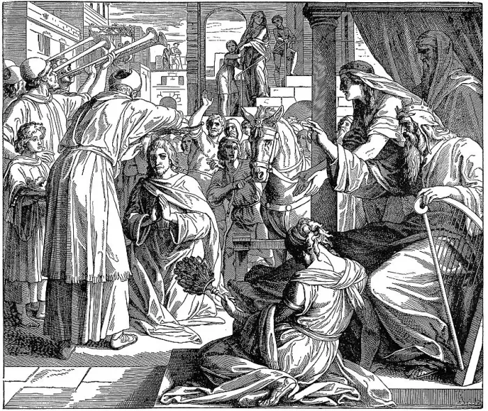 Framed Print : Woodcut, Solomon is anointed king
