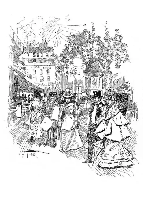Framed Print : Woodcut A Spring Day in Paris Framed Print : Woodcut A Spring Day in Paris