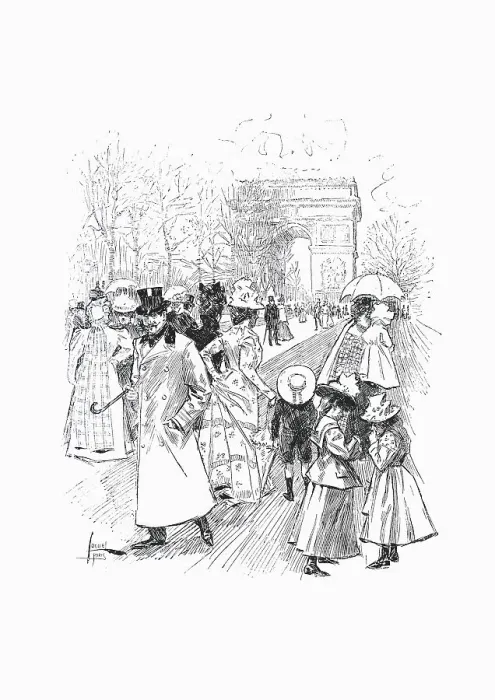 Framed Print : Woodcut A Spring Day in Paris