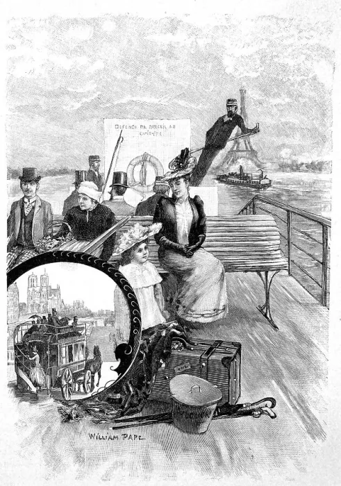 Framed Print : Woodcut Steamboat on the Seine River