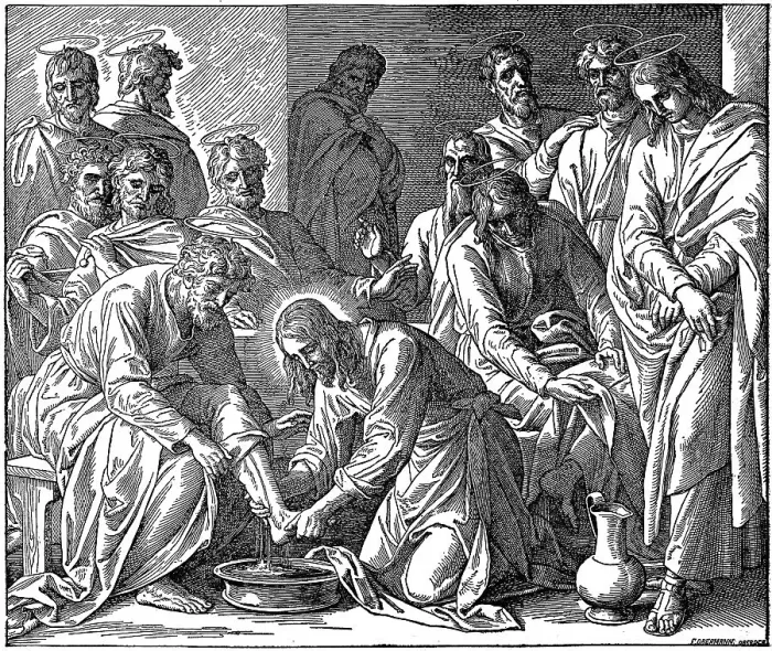 Framed Print : Woodcut, the washing of the feet Framed Print : Woodcut, the washing of the feet