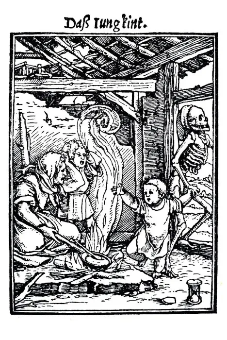 Framed Print : Woodcut, The Young Child, Hans Holbein the Younger