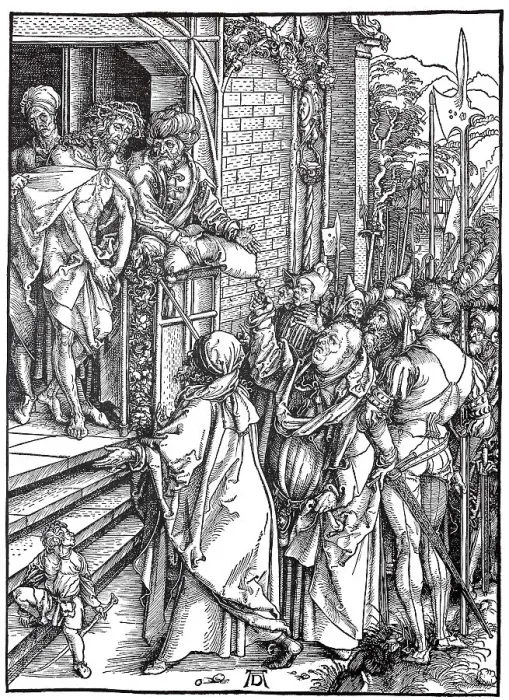 Framed Print : Woodcuts of the Great Passion, Christ in front of the People Framed Print : Woodcuts of the Great Passion, Christ in front of the People