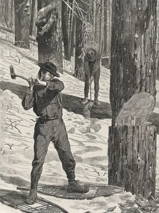 Framed Print : Woodcutter working in the forest in winter Framed Print : Woodcutter working in the forest in winter
