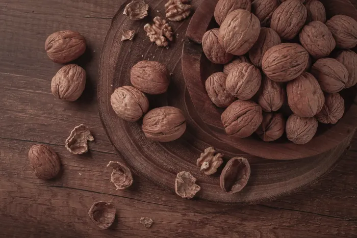 Framed Print : A wooden bowl holds many walnuts Framed Print : A wooden bowl holds many walnuts