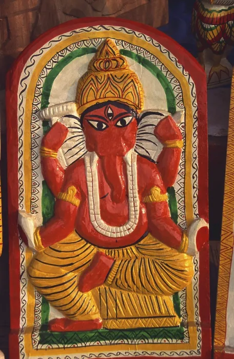 Framed Print : Wooden idol of god Ganesh, India Framed Print : Wooden idol of god Ganesh, India