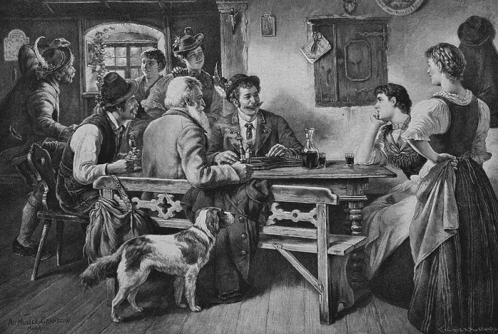 Framed Print : Wooing in the living room of a rich farmer