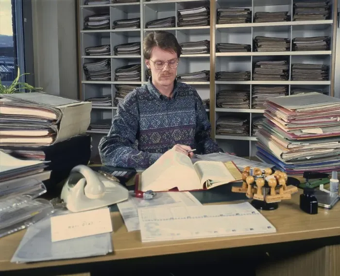 Framed Print : The work of the employees in the tax office
